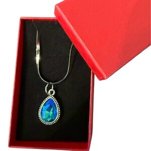 Elegant Blue Teardrop Pendant Necklace